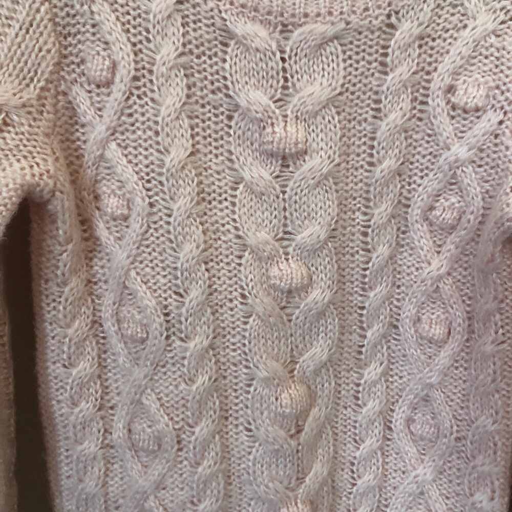 C Gap Pink Cable Knit Pattern Mohair Wool Girls Sweater XS 4-5 Years - Picture 6 of 6